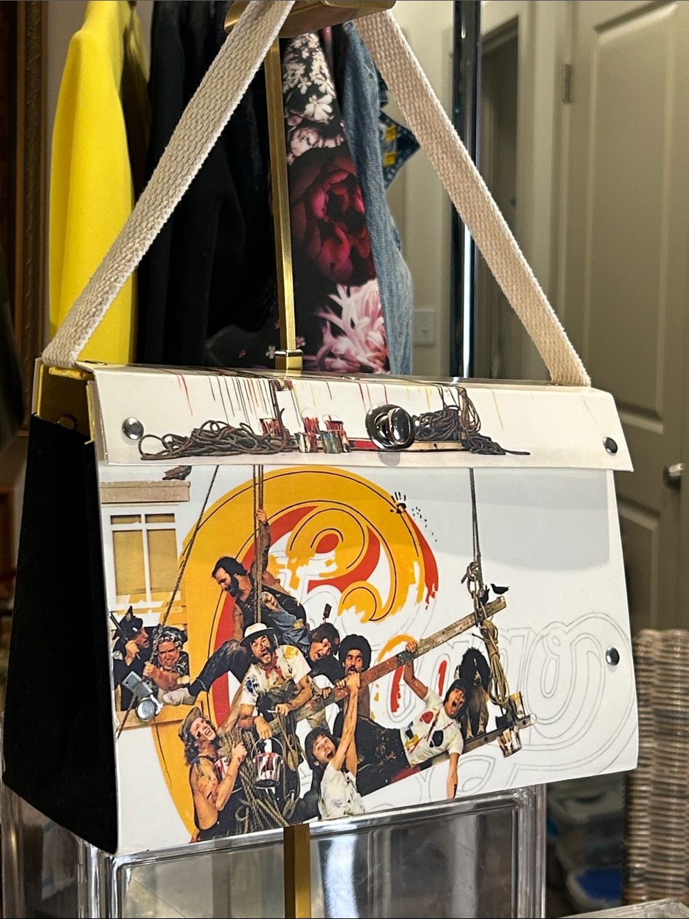 “Chicago” Greatest Hits Graphic Grosgrain Handle Shoulder Bag 11”x 4”x 7” EUC